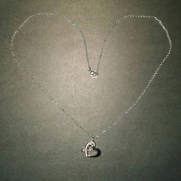NEW Silver 925 Necklace with Heart Pendant, Pink Swarovski Crystals - Picture 5 of 6